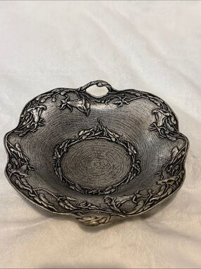 Vintage USA Carson Pewter Statesmetal Floral Bowl